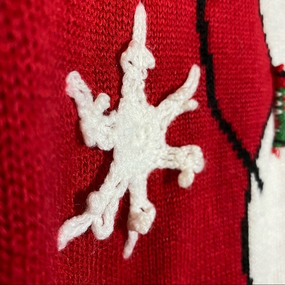 Karen Scott Red Knit Sweater Snowman Snowflake Embellishment Small S - Picture 7 of 13